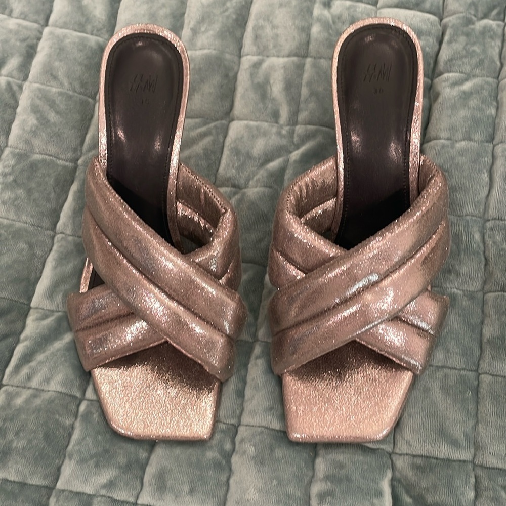 Silver kitten heels